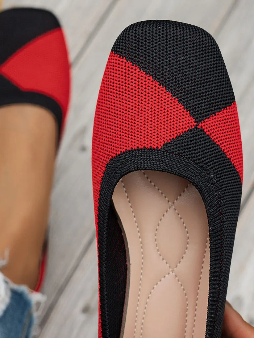 Color Block Knit Slip-On Loafers