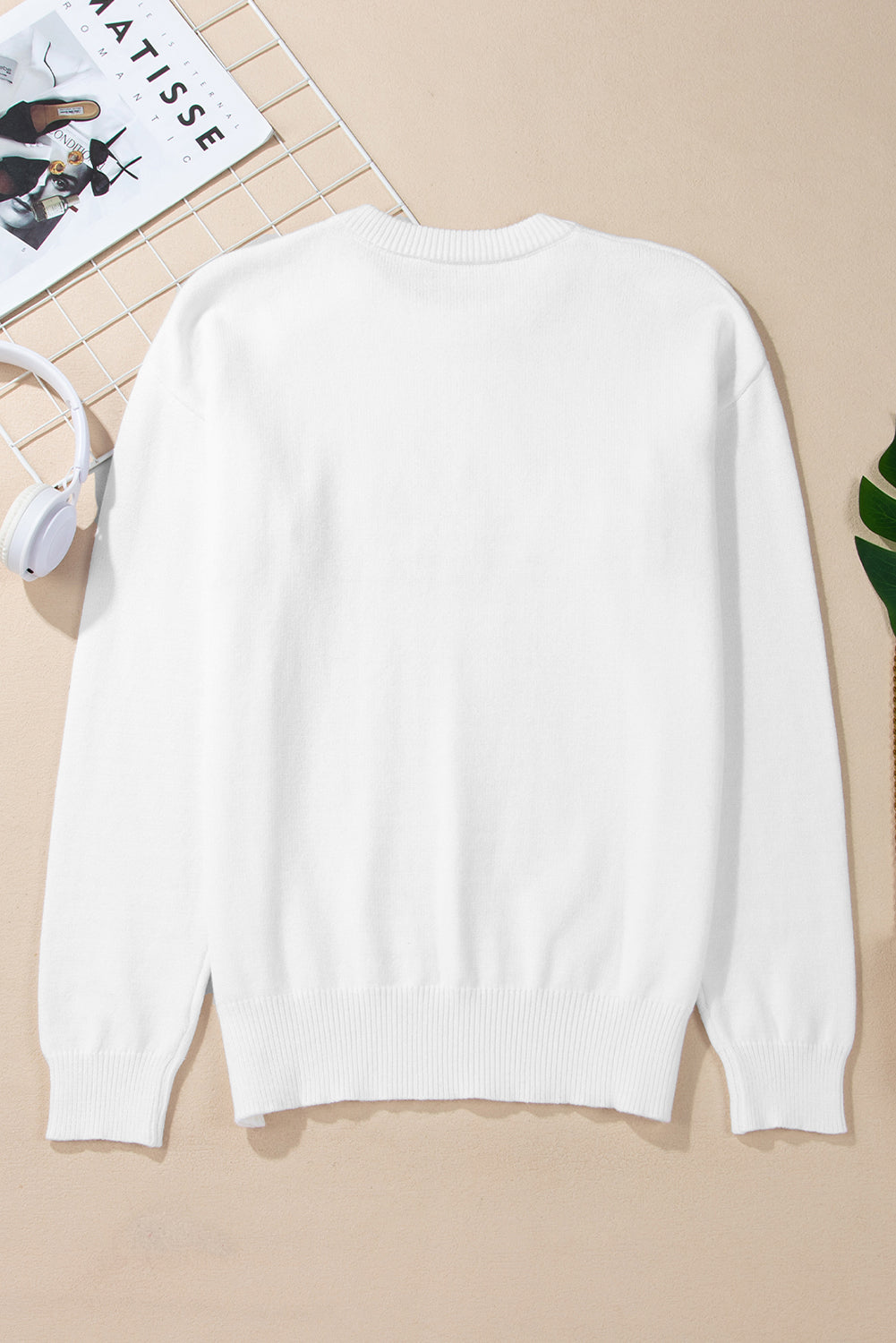 THANKFUL Round Neck Drop Shoulder Sweater